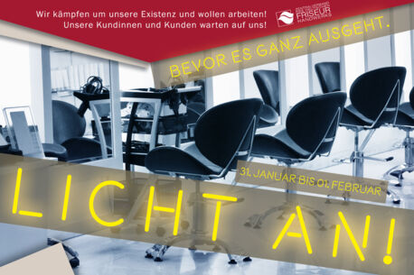 Bundesweite Aktion der Friseure: „Licht an, bevor es ganz ausgeht!“
