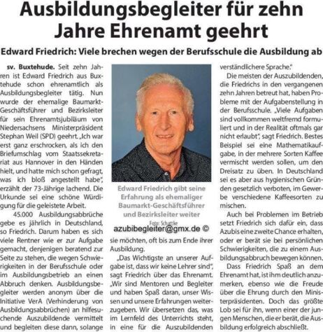 Würdigung und Auszeichnung durch Ministerpräsident