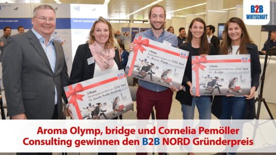 Aroma Olymp, bridge und Cornelia Pemöller Consulting gewinnen den B2B NORD Gründerpreis
